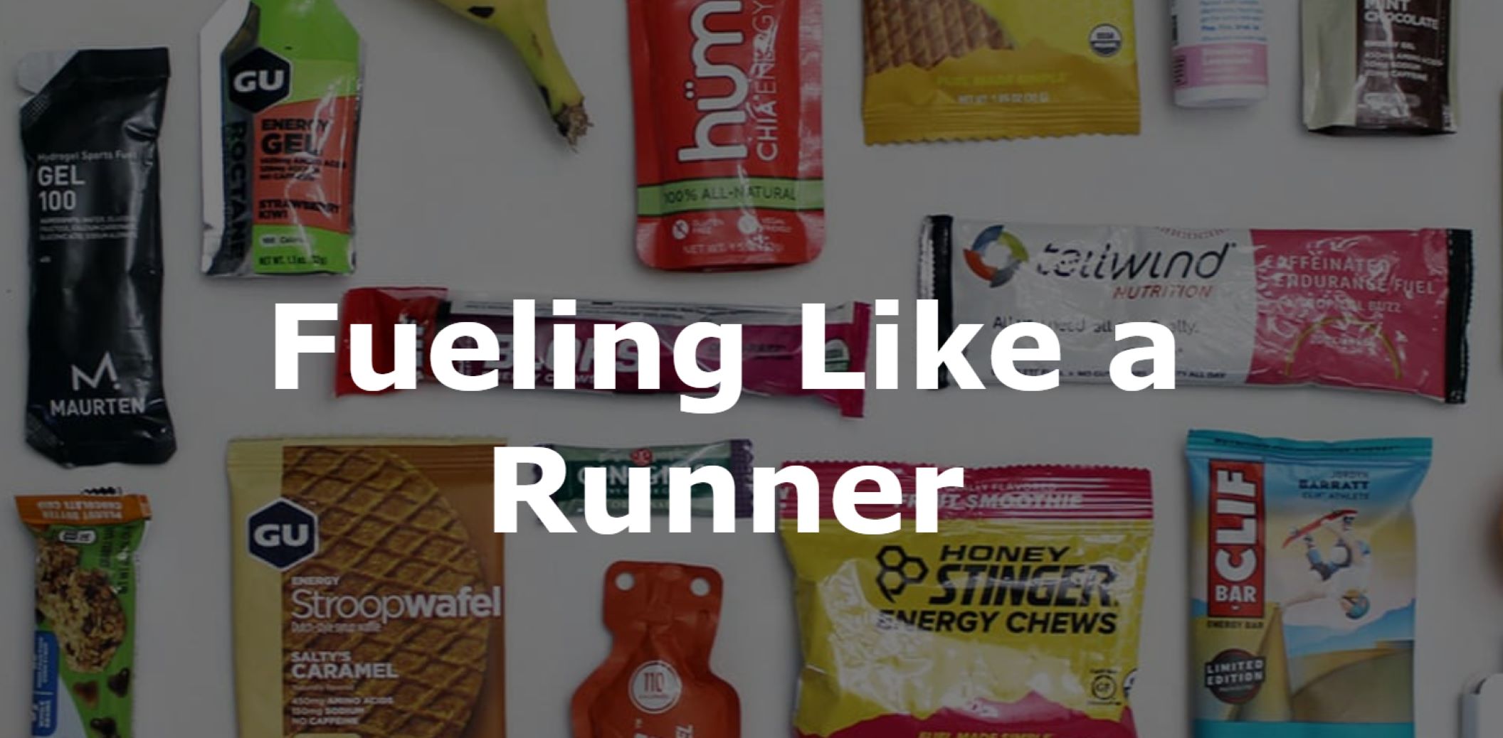 The homepage for Emma's Feuling Like a Runner banner featuring snacks to boost your energy while running