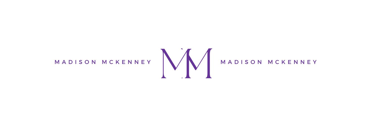 A white header with 'Madison McKenney MM Madison McKenney' displayed across the center of it.